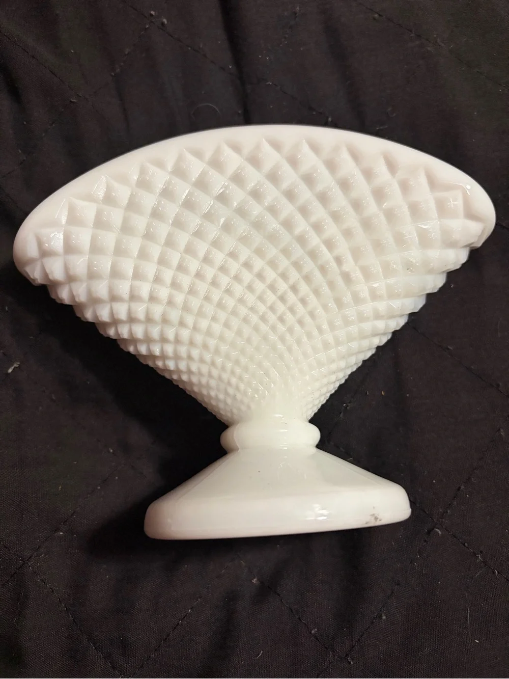 White Milk Glass Fan Vase - Decorative Home Accent